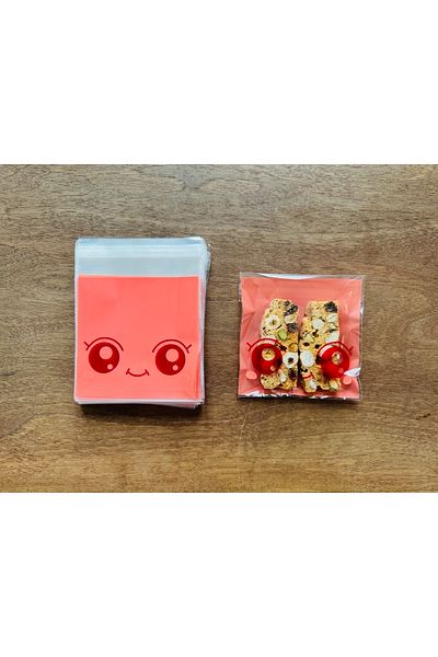 OzanTuhafiye 10X10 cm Transparent Patterned Taped Bag - 95 Pieces Opp