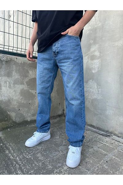 No362 STRAIGHT DARK BLUE BAGGY PANT
