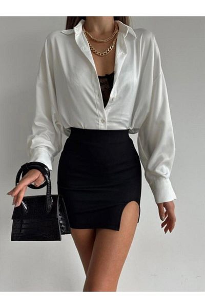 bb butik basic Fustă mini cu fantă neagră