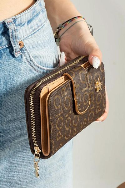 Lifonbag Brown Women's Wallet with Coin and Card Compartments