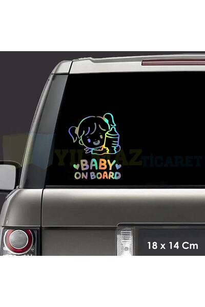 yılmazetic Arabada Prenses Kız Bebek Var Baby On Board Hologram Oto Sticker Etiket Çıkartma 18 X 14 Cm