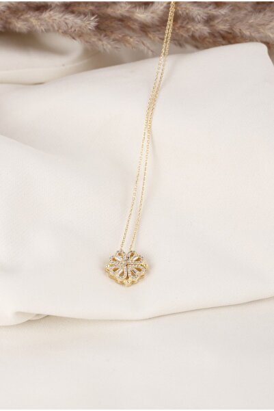 Harezmi jewelry 925 Ayar Gümüs Açılır Kapanır Mıknatıslı Baget Taslı 4 Yaprak...