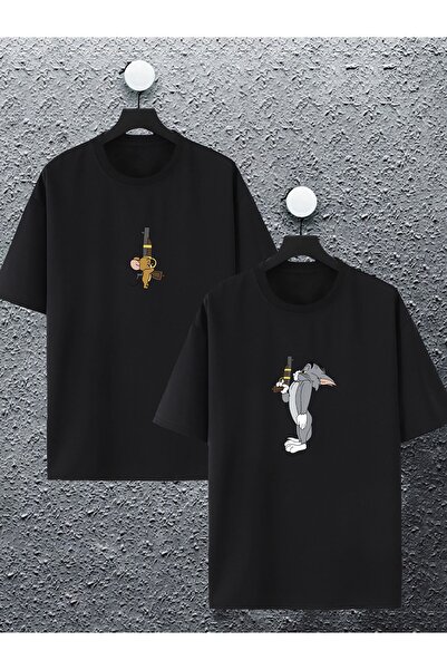 macklin للجنسين النساء الرجال توم وجيري مبارزة مطبوعة عاشق زوجين تي شيرت مزيج...