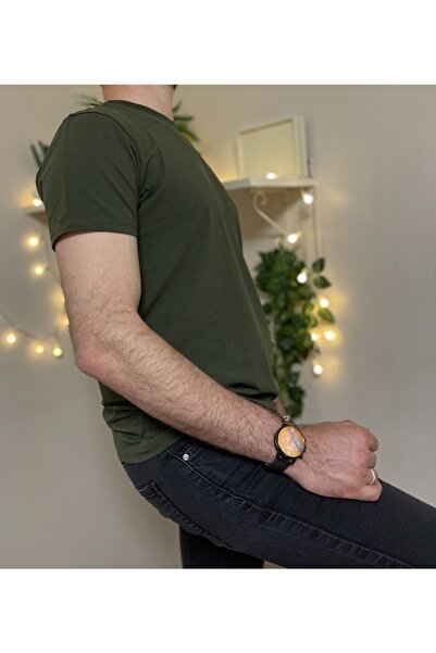 Betimoda Ανδρικό βαμβακερό μπλουζάκι με στενή κοπή με λαιμόκοψη με κοντό μανίκι πράσινο