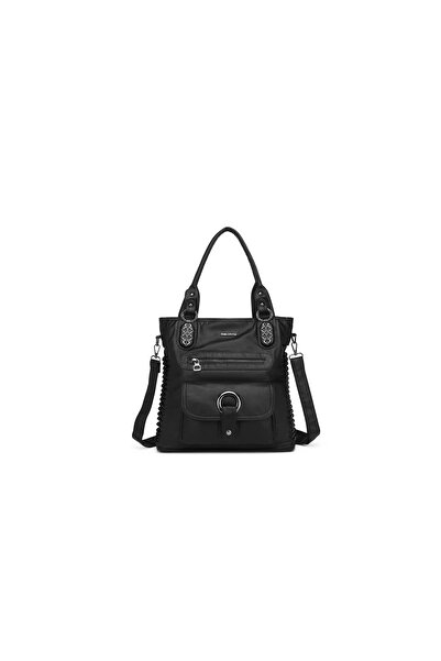 Barcelona Yıkama Deri Omuz Ve Sırt Çantası 1822 Siyah