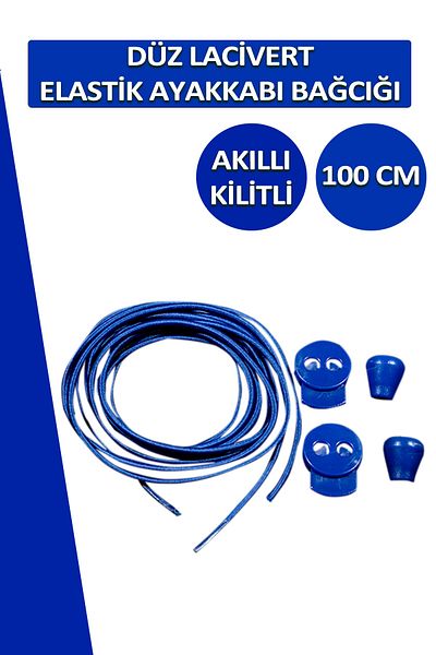 Dopar Lucky Navy Blue Elastic Flat Shoelaces Smart Locking Laces 100 Cm