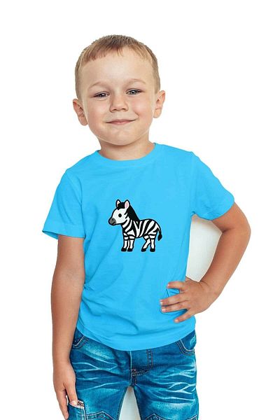 Zeron Tasarım Zebra Printed Crew Neck Children's T-Shirt Bll2332