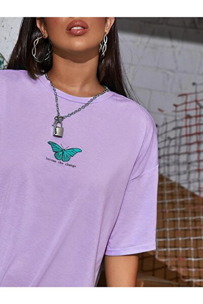 mercoledi Mali leptir Štampano Oversize kroj T-shirt Ležerni dečko