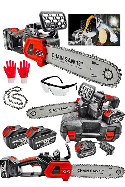 MOONSHOP 30 Cm Palalı Şarjlı Ağaç Kesme Hızar Bıçkı Testere Dal Budama Makine...