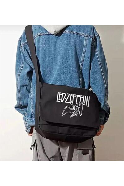 Toum Seria Gzm Rock - Geantă Messenger Unisex Imprimată Led Zeppelin