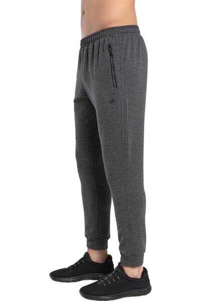 Crozwise Summer Men's Cotton Anthracite Sweatpants with Elastic Legs - 2205-06