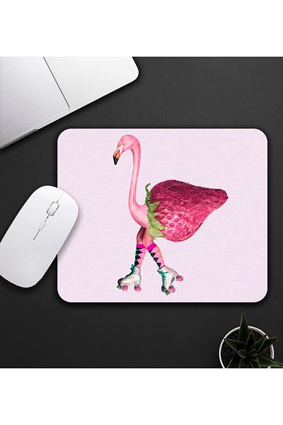 vegahediye v vega Printed Mug & Pink Strawberry Flamingo Motif Mouse Pad 23x19cm Mouse Pad Non-Slip Base De586 O