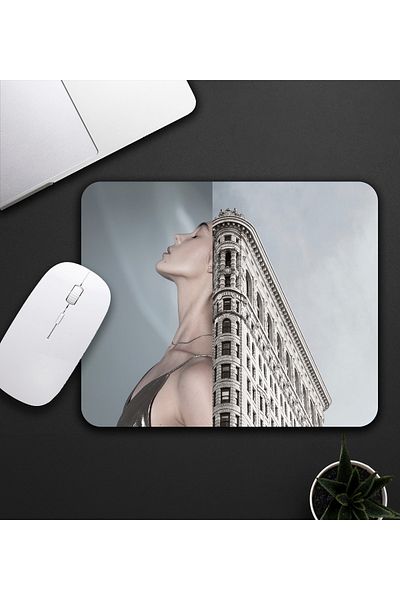 vegahediye v vega Gray Color Women's and Landscape Motif Mouse Pad 23x19cm Mouse Pads Non-Slip Base De589