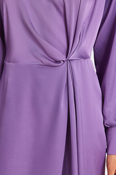 Trendyol Modest Lila, derék, szatén estélyi ruha TCTSS23DB00043