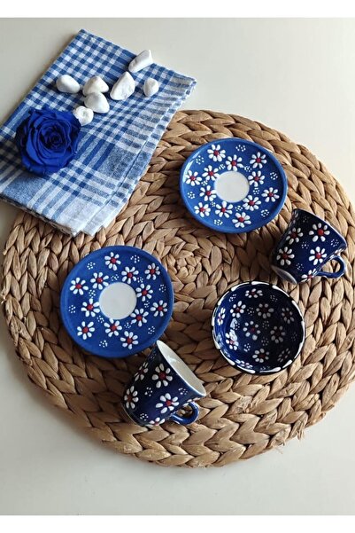 Den Tasarım Hediyelik Mother's Day Special Blue Daisy Flower 2-Person Coffee ...