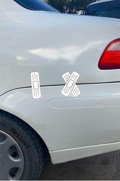 AVMmarketim Bandă Autocolant Auto Auto Set de 2 Bandă Albă Bandă Perforată Plată și Diagonală 13 Cm Lungime