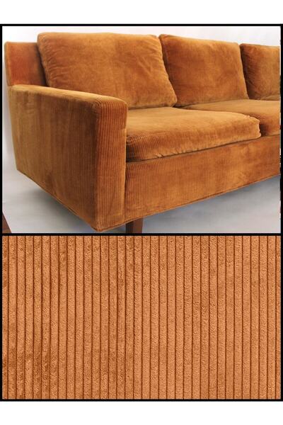 B'Dekor Fitilli Kadife Döşemelik Kumaş-kahve