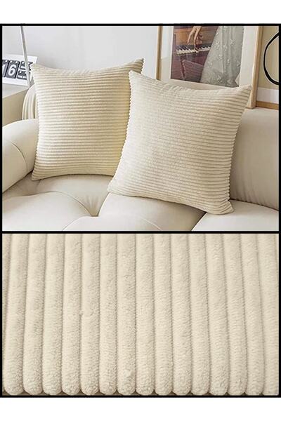 B'Dekor Fitilli Kadife Döşemelik Kumaş-krem