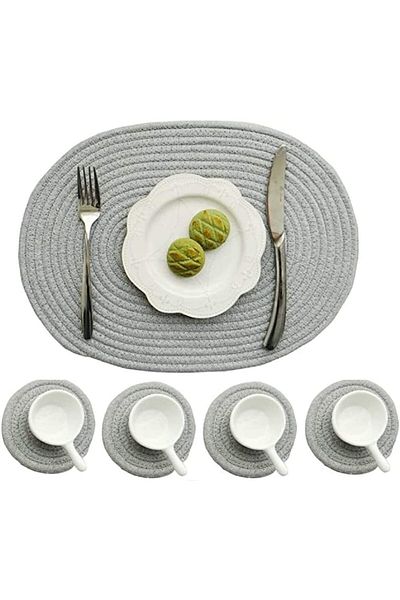 MaVaux Ruby 8 Piece Oval Tableware and Coasters Set