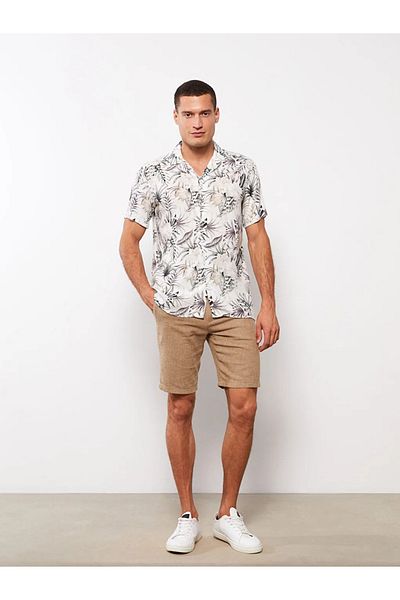 LC Waikiki Ανδρικό πουκάμισο βισκόζης με κοντό μανίκι Lcw Vision Comfortable Fit