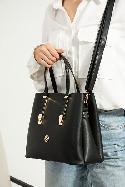 By Hakan Sn 1324 Women's Handbag Shoulder Bag Handbag 3 Compartments Black