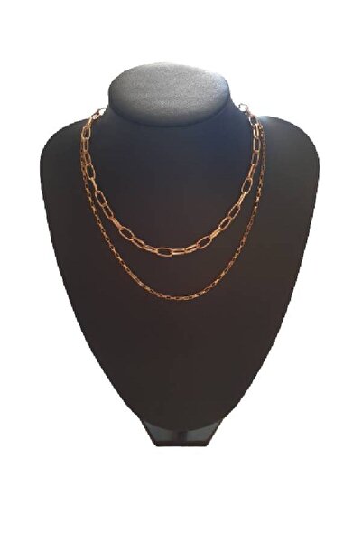 EDWOL Women's Gold Color Two Layer Cube Rectangular Chain Necklace
