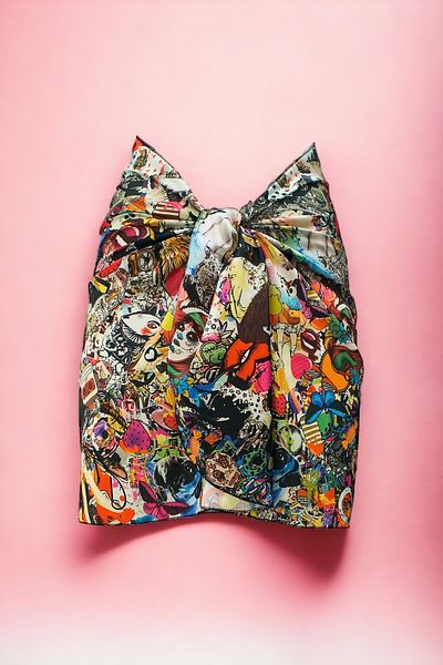 pistore Vintage Retro Patterned Patterned Short Pareo Satin No Sheer Women's Beach Dress New Season