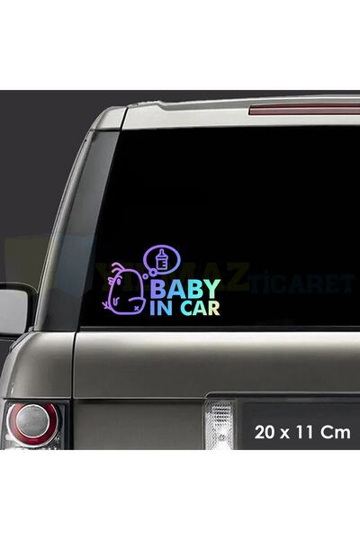 yılmazetic Biberonlu Arabada Bebek Var Hologram Renkli Etiket Oto Sticker Yap...