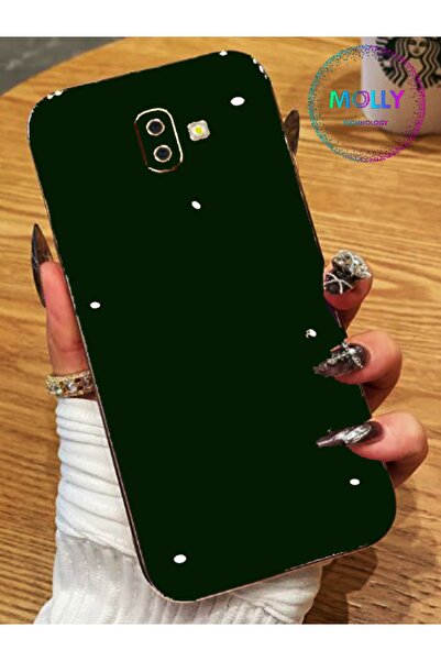 Molly Technology Samsung Galaxy J6 Plus Için Koyu Yeşil Kenarları Gold Detayl...
