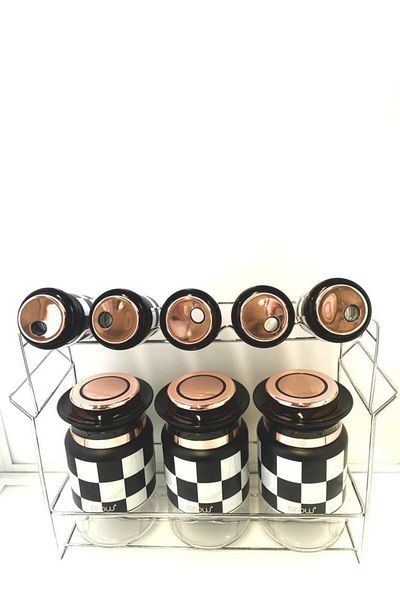 AROW Tr-3739 Checkered 8-Piece Spice Set-copper
