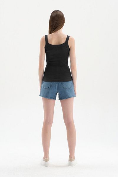 Dagi Black Strappy Ribbed Undershirt
