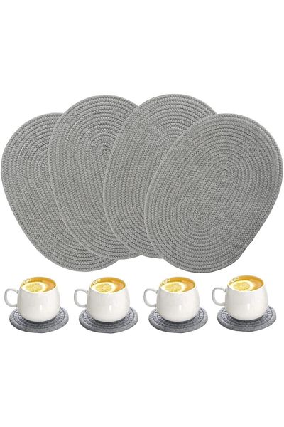 MaVaux Ruby 8 Piece Oval Tableware and Coasters Set