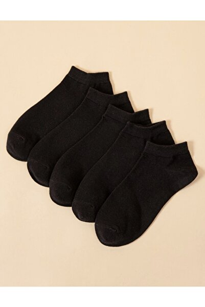 dm del more 4 Pack Plain Black Ankle Women's Socks 4 Pairs