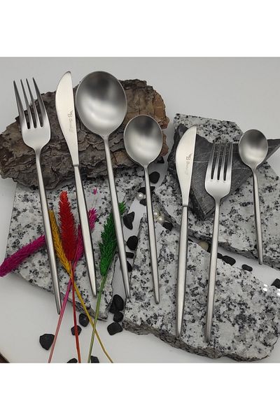 BRONDOFF Ikon Matte Steel 36 Piece Fork Spoon Knife Set