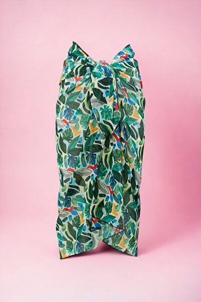 pistore Τροπικό μοτίβο αφηρημένο πράσινο μακρύ σιφόν παραλίας που δεν δείχνει εσωτερικά Γυναικείο φόρεμα παραλίας Νέα σεζόν