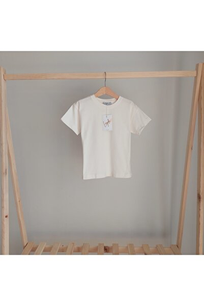 Leydukids Unisex Girl Boy Comfortable Fit Cotton Baby Kids Ecru and Navy Blue 2-Piece T-shirt