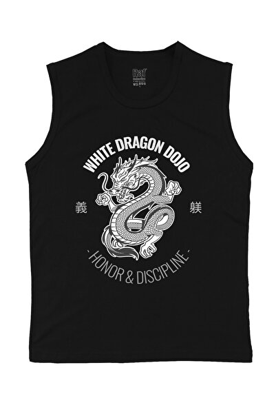 Raf Coll Tricou tricotat fără mâneci pentru bărbați Dragon Dragon Design impr...