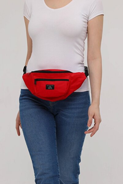 D'VERS Unisex Kırmızı 2 Bölmeli Omuz Ve Bel Çantası
