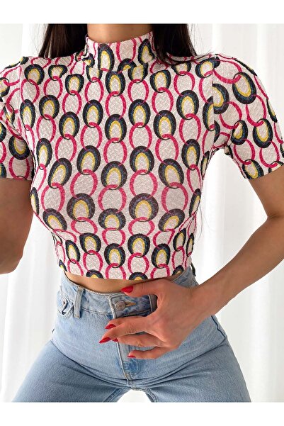 efstyle Body cu mânecă scurtă din din material subțire țesături elastice cu m...