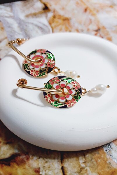 SEVİLLE AKSESUAR Mor Özel Seri Çiçek Işlemeli Etnik Küpe