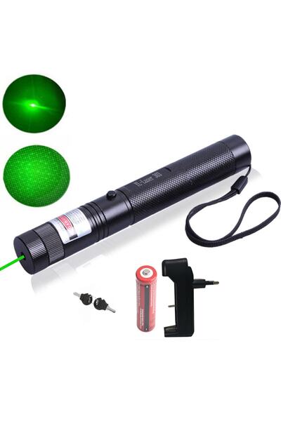 Genel Markalar Yeşil Lazer Şarjlı 5000mw 532nm 8km Menzil Kilitli Anahtarlı 4800mah Şarjlı Pil Green Laser Pointer