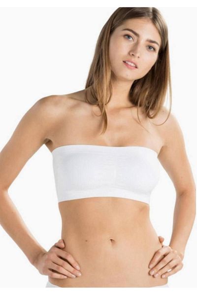 Emay Women's White Gathering Strapless Bustier New Season