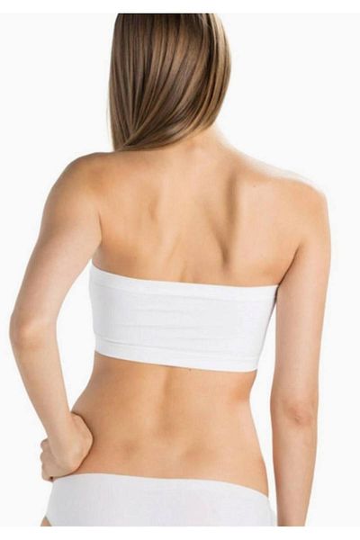 Emay Women's White Gathering Strapless Bustier New Season