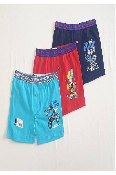 Tutku Boy's Red Navy Blue 3 Pieces Boxers New Season