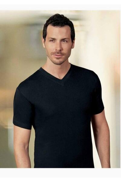 Şahinler Чоловіча чорна футболка з V-подібним вирізом та короткими рукавами з...