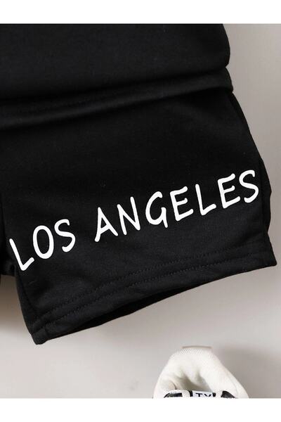 Machetta Los Angeles Printed Summer Hooded T-shirt Shorts Kids Set