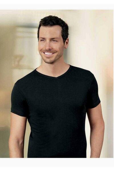 Şahinler Чоловіча чорна футболка з V-подібним вирізом, короткими рукавами та ...