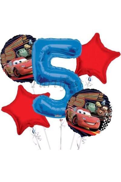 Parti Station Cars Lightning Mcqueen 5 Year Old Balloon Set Cars Foil Balloon Set Concept Birthday Set Age Balloon