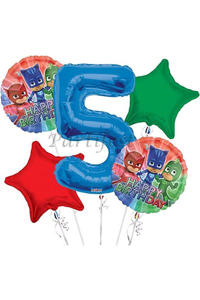 Parti Station Pjmasks 5 Year Old Balloon Set Pijamaskeliler Foil Balloon Set Concept Birthday Set Age Balloon