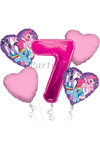 Parti Station My Little Ponny 7 Year Old Balloon Set Balloon Foil Set My Little Ponny Concept Birthday Set Age Balloon
